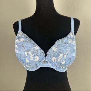 BODY BY VICTORIA Perfect Shape Blue Lace Bra Size 36D Wired Adjustable Straps